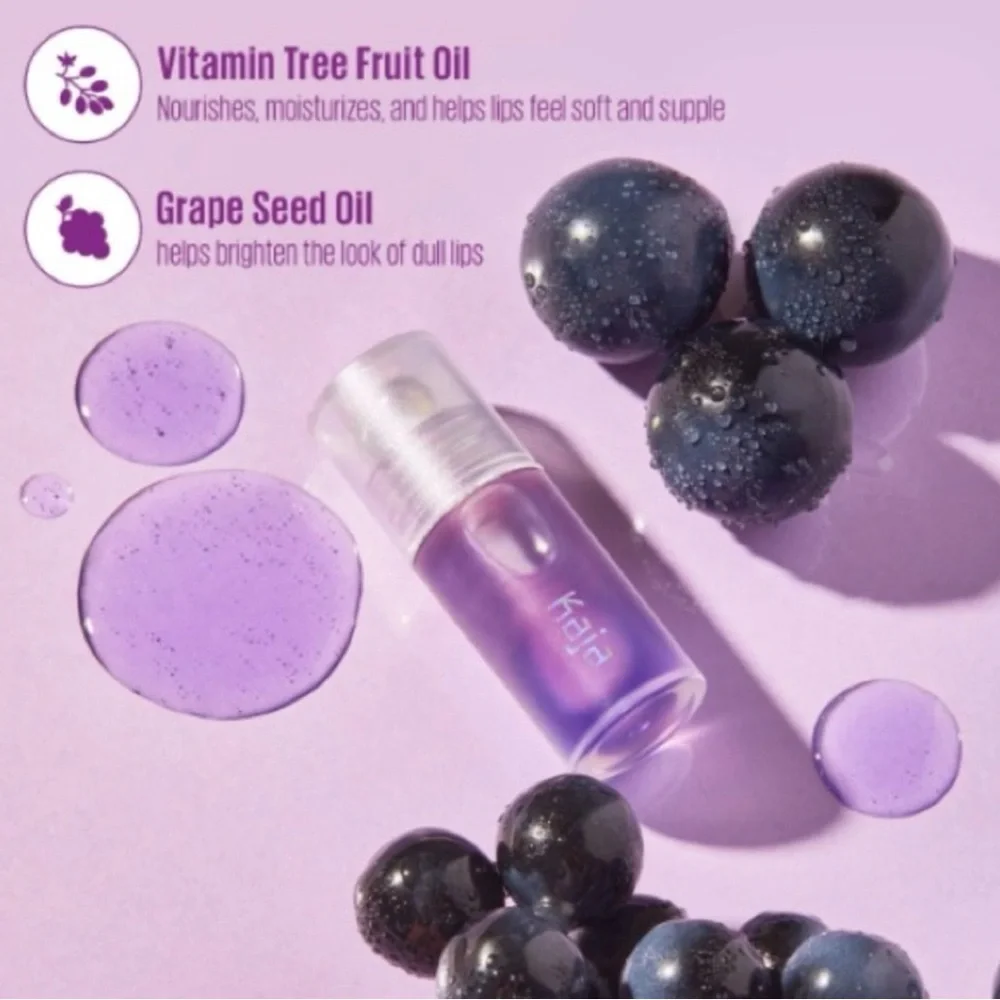 Kaja Juicy Glass Instant Hydrating & Plumping Lip Oil - Grape Glowtini - 2NIB